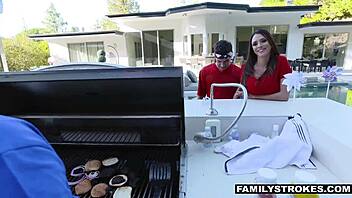 petite stepmom dominated hard on fourth of july family bash 😈