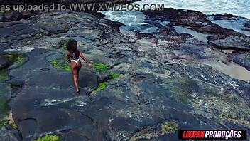 Brunette Slut Fucks Ass On Beach