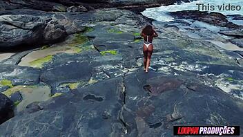 Brunette Slut Fucks Ass On Beach