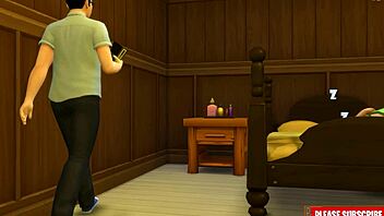 Stefar smyger seg inn i hotellets seng med stedatter for dampende moro