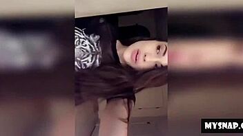 Teen 18+ boldly masturbates alone in parents' private bedroom late at night