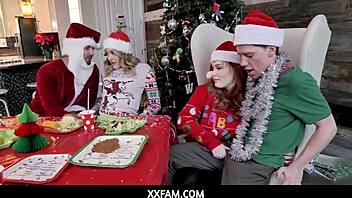 Big boobs and big cock: A taboo orgy at Christmas