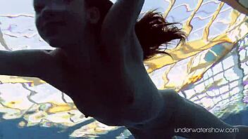 European nudist swims nude in nature and gets aroused