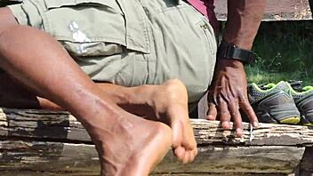 close up of black foot for feet fetish fan request