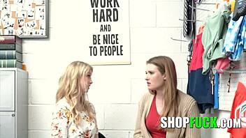Big cocked officer captures two young girls and their stepmom in shopfuck video
