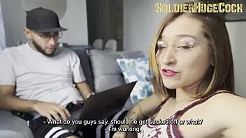 Blowjob and ball licking combo with a white girl