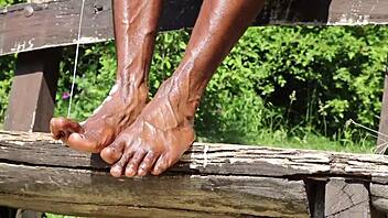 close up of black foot for feet fetish fan request