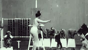 Винтидж космата мадама се навежда навън