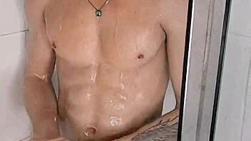 Intense gay sex with big cock in the bathroom