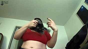 Cumming inside the big boobs of a giantess