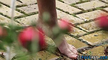 footjob hottie gets cum in a wild scene