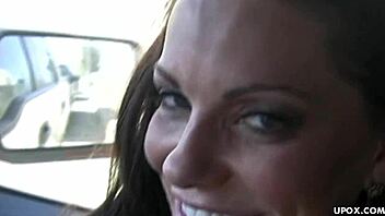 White girl with big tits gets pounded in the car