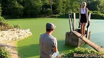 Why does this glam slut crave a golden shower outdoors?