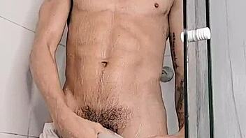 Intense gay sex with big cock in the bathroom