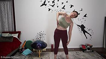 a yoga lesson unfolds with shaved poses and jerk off instructions