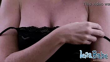 wanna see leila stripping her big tits outdoors? babe undressing jeans pussy show