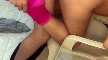 latina teen gets horny watching porn and starts fucking