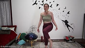 a yoga lesson unfolds with shaved poses and jerk off instructions