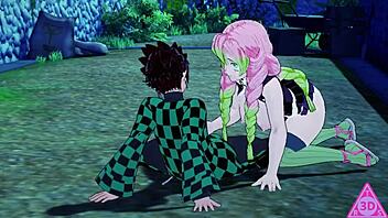 Tanjiro and Mitsuri in Uncensored Hentai Action with Blowjob and Cumshot