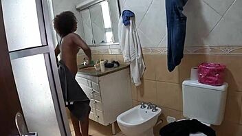 Latina actress prepped with intense anal in steamy bathroom