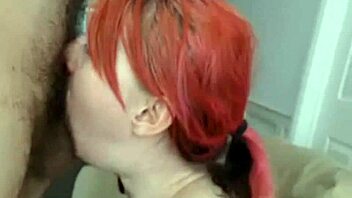 i watch this busty redhead sucking on webcam in hd, her big tits bouncing