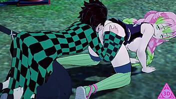 Tanjiro and Mitsuri in Uncensored Hentai Action with Blowjob and Cumshot