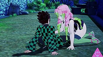 Tanjiro and Mitsuri in Uncensored Hentai Action with Blowjob and Cumshot