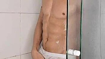 Intense gay sex with big cock in the bathroom