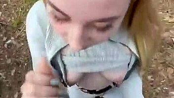 Fucking a big cock in the woods with a horny young girl