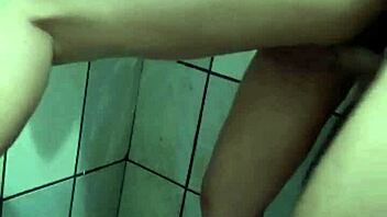 Brunette amateur fucks in the shower.