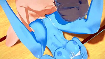 Lucky guy creampies Undyne on the beach in Undertale hentai