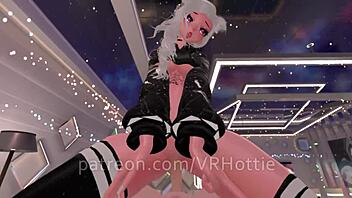 Femdom grinds and sucks in virtual lap dance