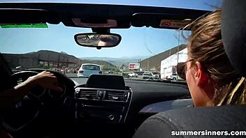 Group sex in a car wash
