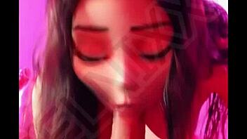 the latina princess in the hentai cartoon eagerly sucks the amateur's cock with passion