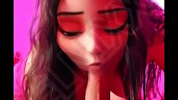 the latina princess in the hentai cartoon eagerly sucks the amateur's cock with passion