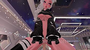 Femdom grinds and sucks in virtual lap dance