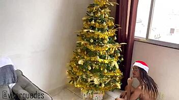 Four hung guys fuck boy's ass in christmas orgy!