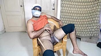 This homemade scene features toy cock cumshot in hand and stick