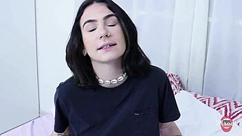 I blackmailed my stepsister Thalia Senna to give me a deepthroat blowjob in POV until I cum.