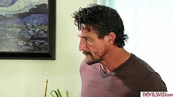 Neighbor's Secret: Ebony Babe with Shaved Pussy Gets Eaten and Fucked.