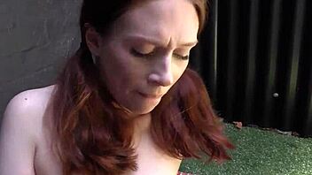 Redhead masturbation with small tits