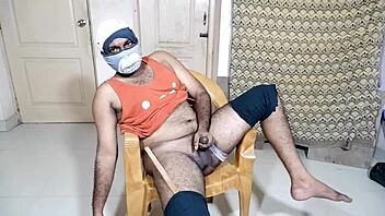 This homemade scene features toy cock cumshot in hand and stick