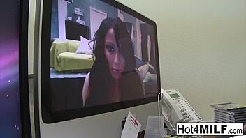 Big titted brunette sucks and fucks hard until she gets cum on her face