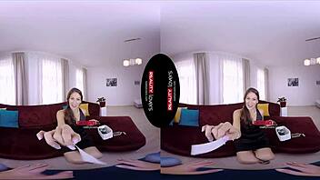 Realitylovers captures a steamy brunette encounter in a dress