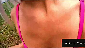 Blonde amateur fucks doggystyle outdoors