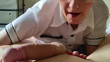 Cute blonde girl gives a steamy handjob with cumshot