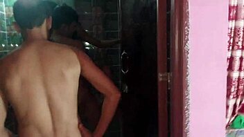 Two guys and a girl have wild fun in a home video with a beautiful babe