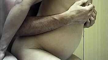 Gay men engage in bareback sex with a fat man