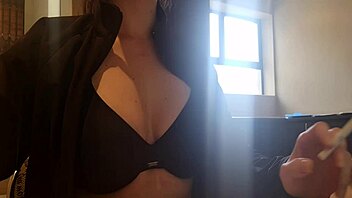 Young Nerd Smokes and Shows Off His Tits