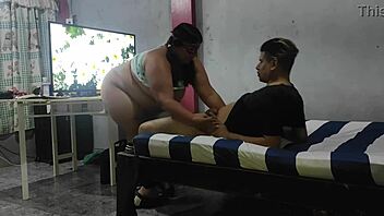 A cheating wife uses her TV repairman as a sex partner